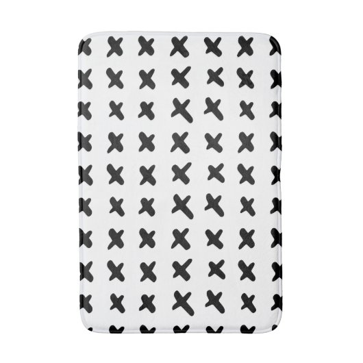 Abstract zwart-wit moderne Zwitserse dwarsbalk Badmat (Voorkant Verticaal)