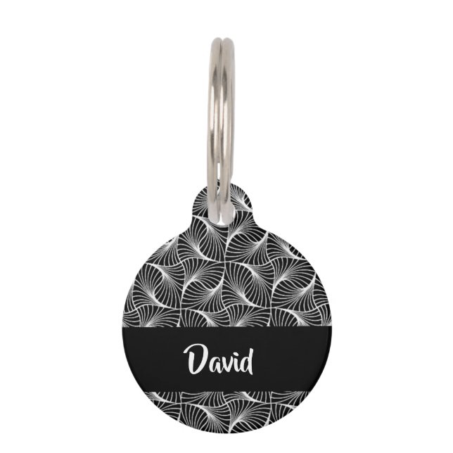 Abstract zwart-wit monochroom huisdierpenning (Voorkant)