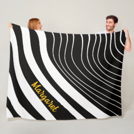 Abstract zwart-wit monogram naam fleece deken