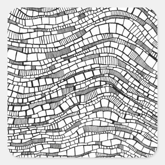 Abstract zwart-wit ontwerp met vormen vierkante sticker (Voorkant)