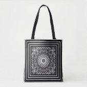 Abstract, zwart, wit, open werk, kant tote bag (Voorkant)