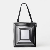 Abstract, zwart, wit, open werk, kant tote bag (Achterkant)
