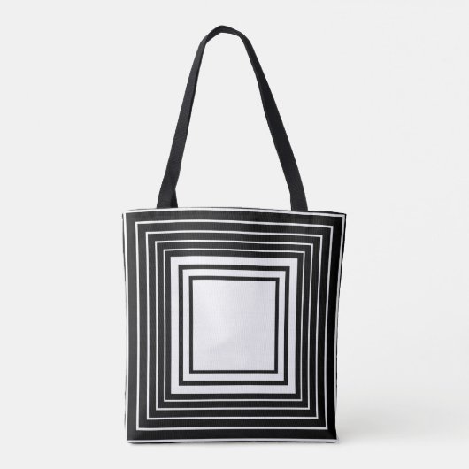 Abstract, zwart, wit, open werk, kant tote bag (Achterkant)
