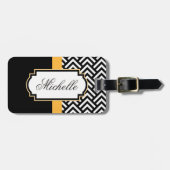 Abstract zwart-wit patroon bagagelabel (Voorkant horizontaal)