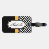 Abstract zwart-wit patroon bagagelabel (Achterkant horizontaal)