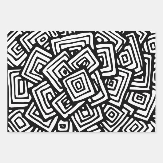 Abstract zwart-wit patroon inpakpapier vel (Voorkant 3)