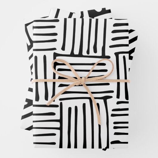 Abstract zwart-wit patroon inpakpapier vel (In situ)