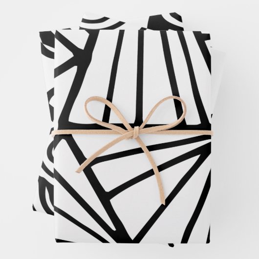 Abstract zwart-wit patroon inpakpapier vel (In situ)