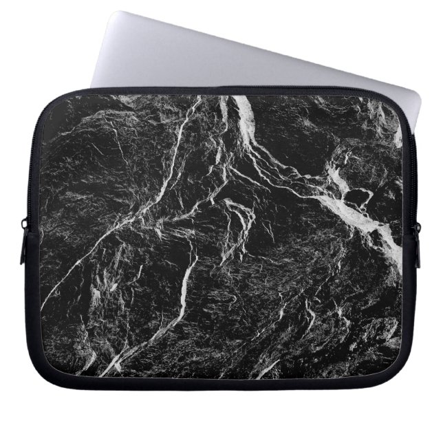 Abstract zwart-wit patroon laptop sleeve (Voorkant)