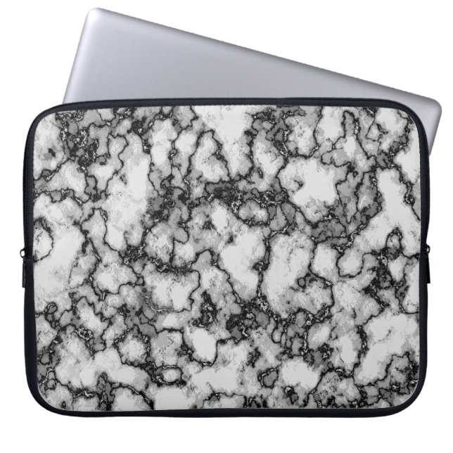 Abstract zwart-wit patroon laptop sleeve (Voorkant)
