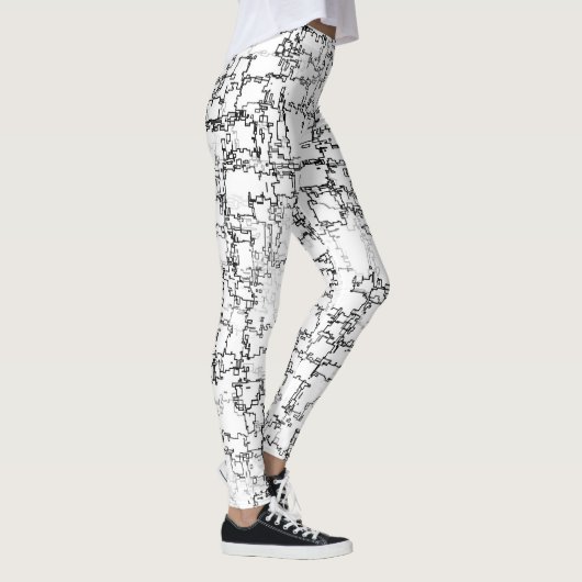 Abstract zwart-wit patroon leggings (Rechts)