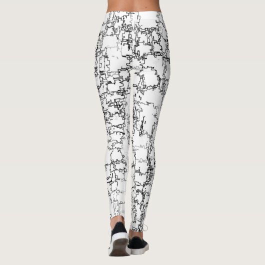 Abstract zwart-wit patroon leggings (Achterkant)