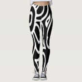 Abstract zwart-wit patroon leggings (Voorkant)