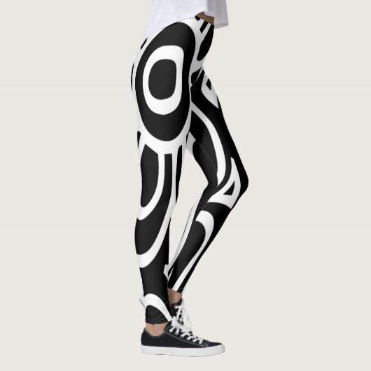 Abstract zwart-wit patroon leggings (Rechts)