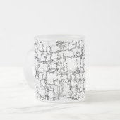 Abstract zwart-wit patroon matglas koffiemok (Voorkant links)