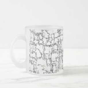 Abstract zwart-wit patroon matglas koffiemok