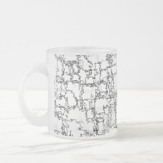 Abstract zwart-wit patroon matglas koffiemok (Links)
