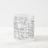 Abstract zwart-wit patroon matglas koffiemok (Center)