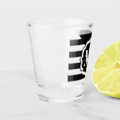 Abstract zwart-wit patroon shot glas (Links)