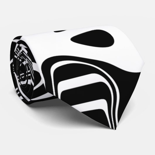 Abstract zwart-wit patroon stropdas (Opgerold)