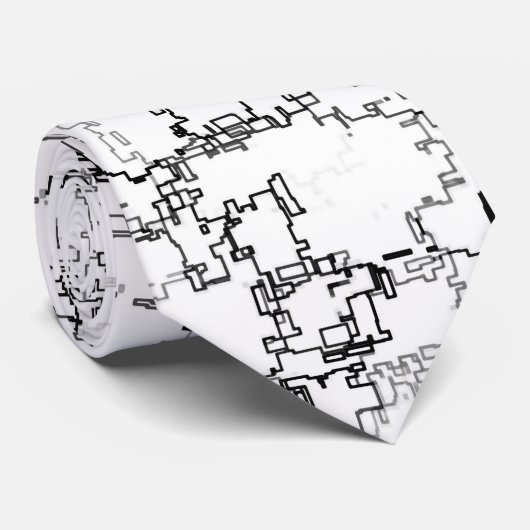 Abstract zwart-wit patroon stropdas (Opgerold)