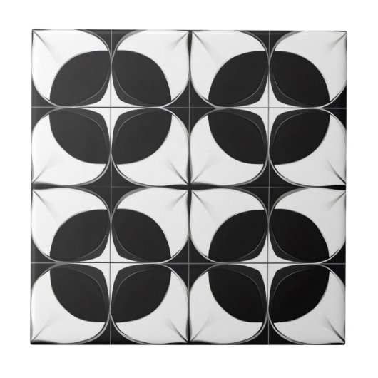 Abstract zwart-wit patroon tegeltje (Voorkant)