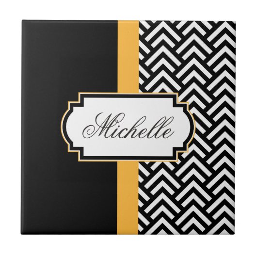 Abstract zwart-wit patroon tegeltje (Voorkant)