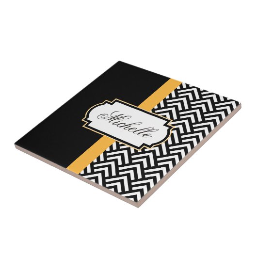 Abstract zwart-wit patroon tegeltje (Zijkant)