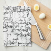 Abstract zwart-wit patroon theedoek (Quarter Fold)