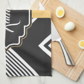 Abstract zwart-wit patroon theedoek (Quarter Fold)
