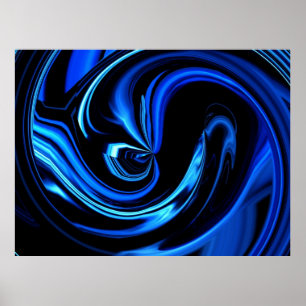Abstract zwart-wit Poster met blauw art