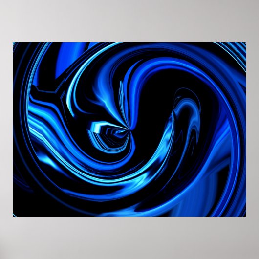 Abstract zwart-wit Poster met blauw art (Voorkant)