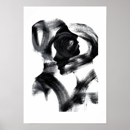 Abstract zwart-wit poster vrouwen silhouet (Voorkant)