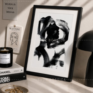 Abstract zwart-wit poster vrouwen silhouet