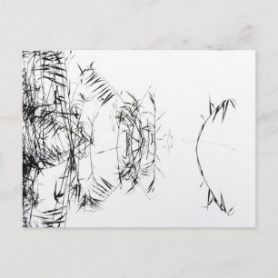Abstract zwart-wit rietwerk weerspiegeld in water briefkaart