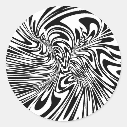 abstract zwart-wit ronde sticker (Voorkant)