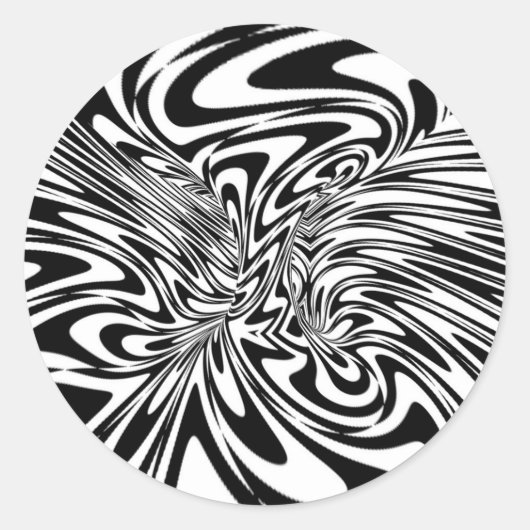 abstract zwart-wit ronde sticker (Voorkant)