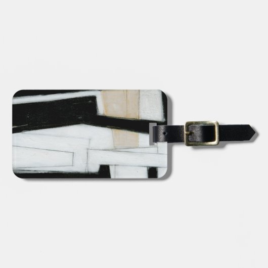 Abstract zwart-wit schilderen bagagelabel (Voorkant horizontaal)