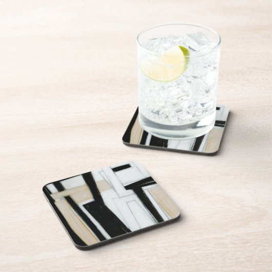 Abstract zwart-wit schilderen bier onderzetter (Rechterzijde)