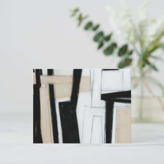 Abstract zwart-wit schilderen briefkaart (Staand voorkant)