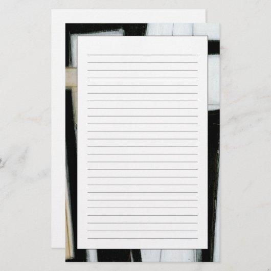 Abstract zwart-wit schilderen briefpapier (Voorkant / Achterkant)