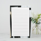 Abstract zwart-wit schilderen briefpapier (Staand voorkant)