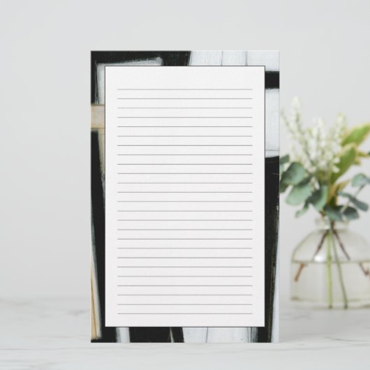 Abstract zwart-wit schilderen briefpapier (Staand voorkant)