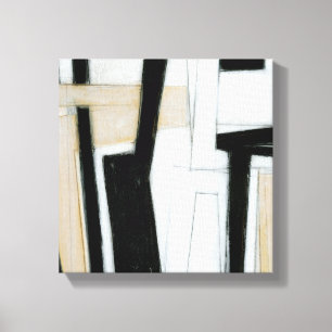 Abstract zwart-wit schilderen canvas afdruk