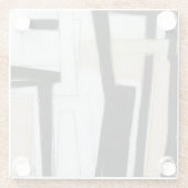 Abstract zwart-wit schilderen glazen onderzetter (Achterkant)