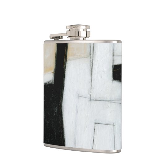 Abstract zwart-wit schilderen heupfles (Links)