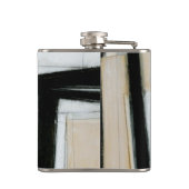 Abstract zwart-wit schilderen heupfles (Achterkant)