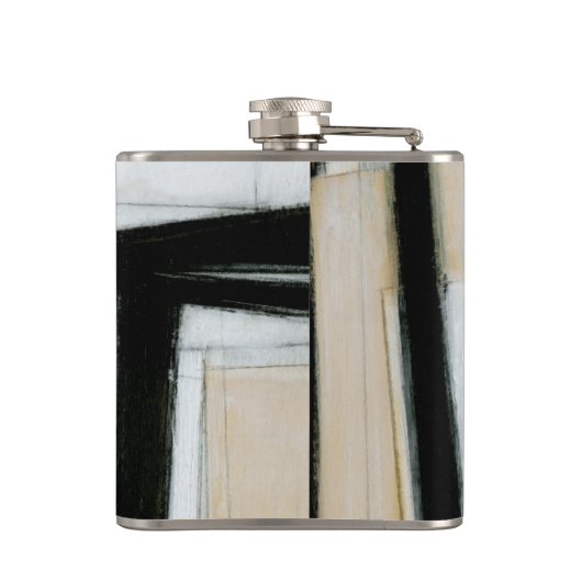 Abstract zwart-wit schilderen heupfles (Achterkant)