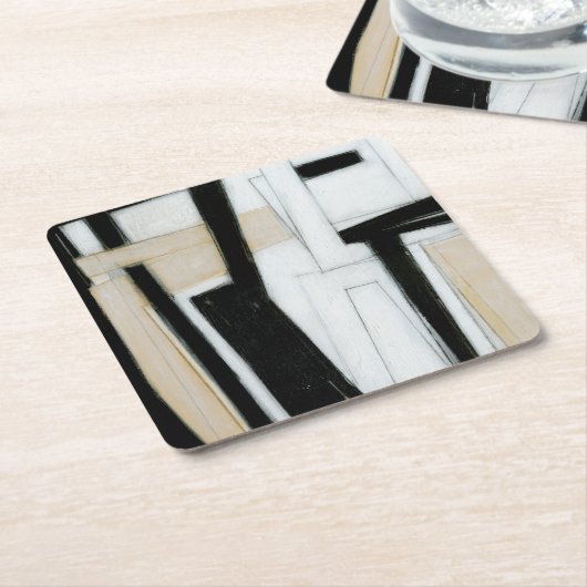 Abstract zwart-wit schilderen kartonnen onderzetters (Schuin)