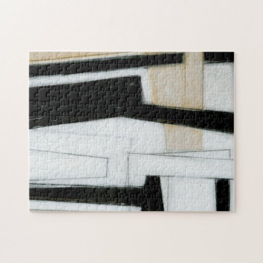 Abstract zwart-wit schilderen legpuzzel (Horizontaal)
